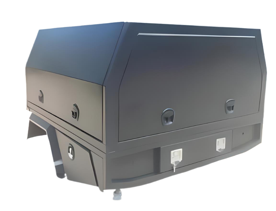 Custom Aluminium Ute Tray with Canopy – 1800x1800mm (Black with Silver Locks)