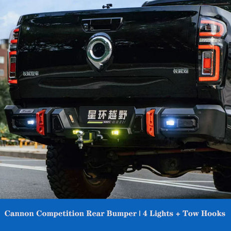 2019-2026 GWM Cannon Ute Ranger Style Rear Bar With 4 Lights & Tow Eye Bolt-On No Modification
