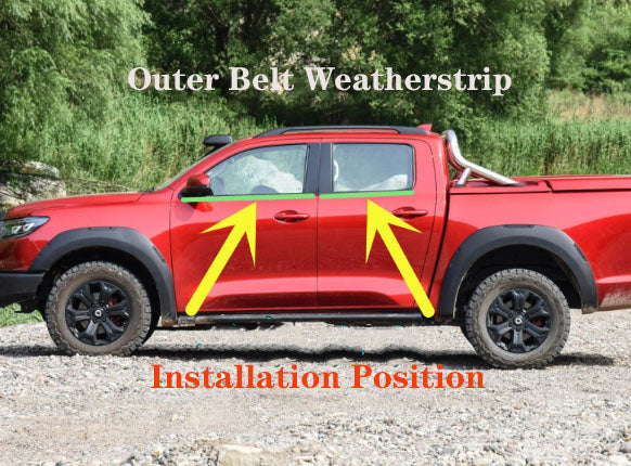 2019-2026 GWM Cannon Ute Door Glass Outer Weatherstrip Full Set 4 Pcs Black