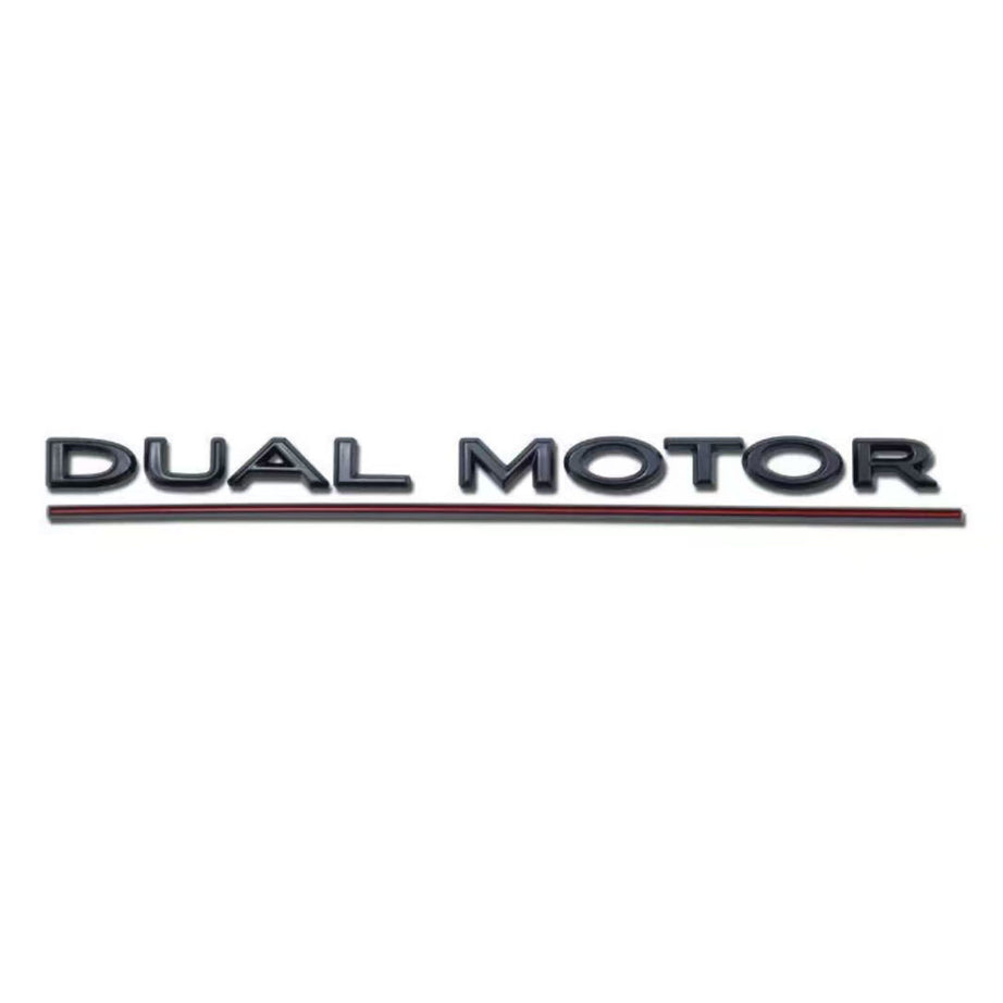 2017-2023 Tesla  Model 3 Gloss Black with Red Line Rear Letter Emblem DUAL MOTOR