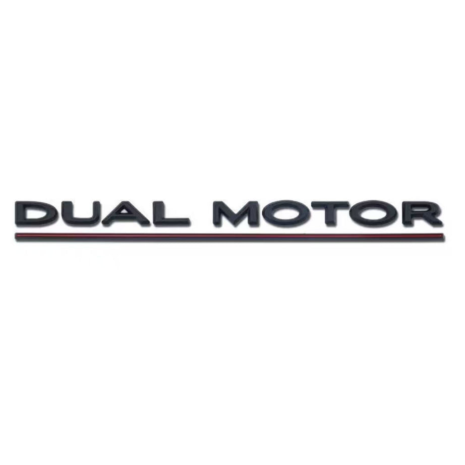 2017-2023 Tesla  Model 3 Matte Black with Red Line  Rear Letter Badge DUAL MOTOR