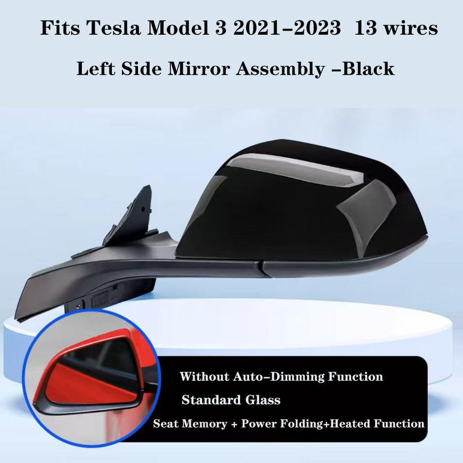 2021-2023 Tesla Model 3 Left Side Mirror Assembly Without Auto‑Dimming Function
