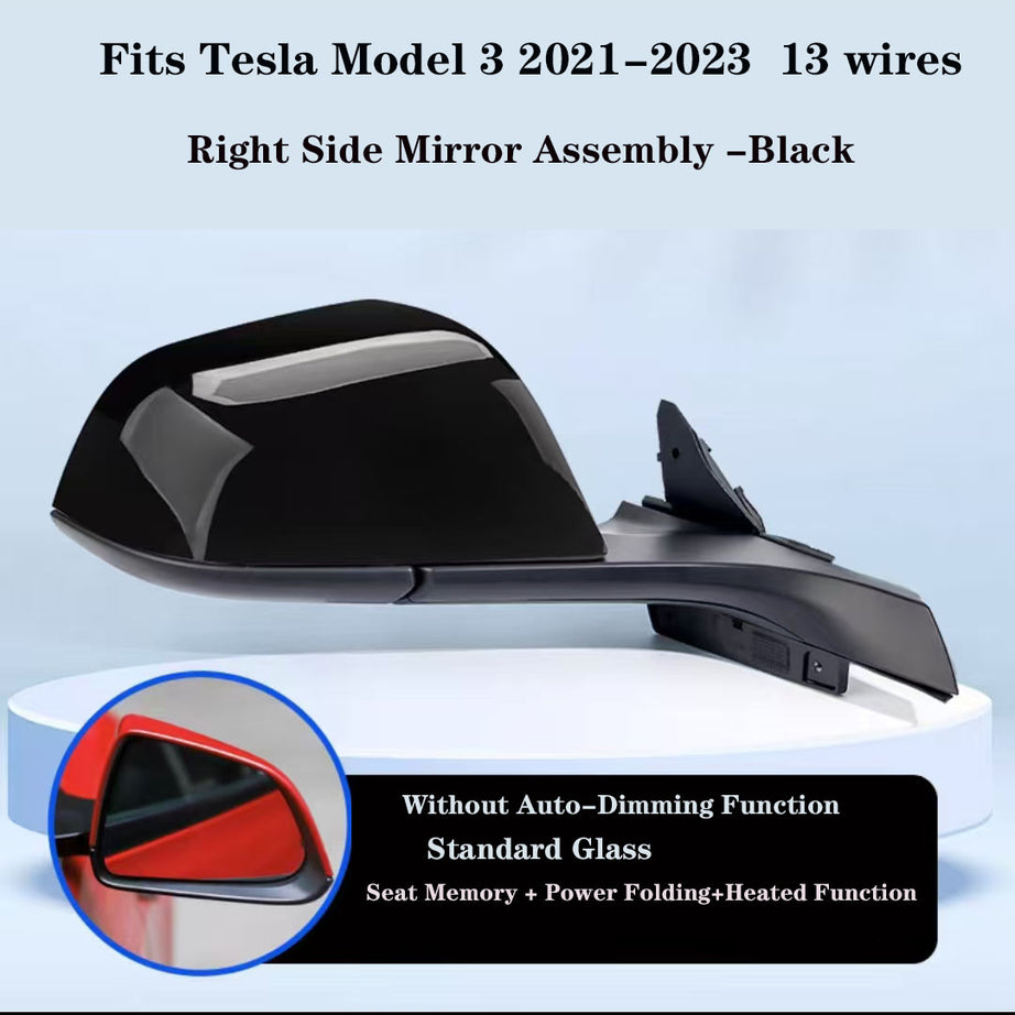 2021-2023 Tesla Model 3  Right Side Mirror Assembly Without Auto‑Dimming Function
