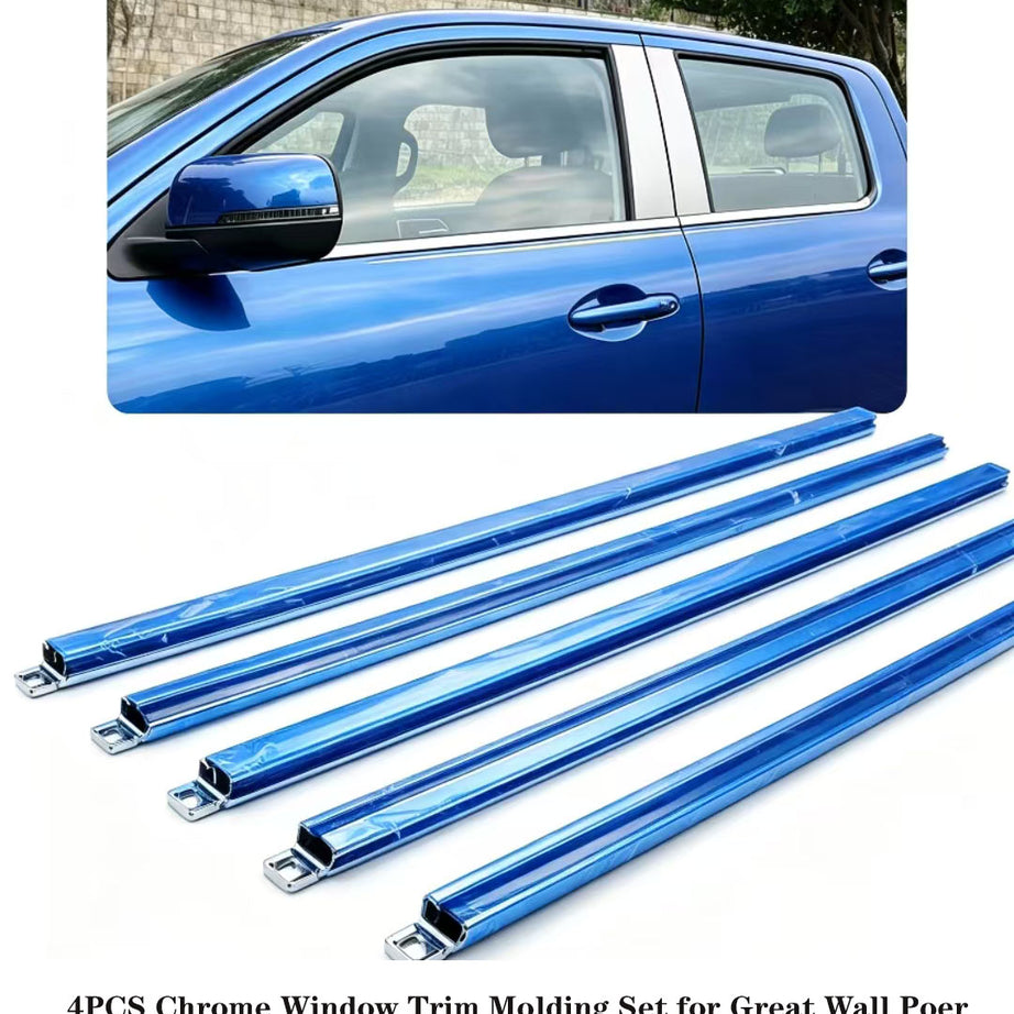 2019-2026 GWM Cannon Ute Door Glass Outer Weatherstrip Full Set 4 Pcs Chrome