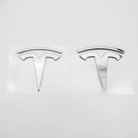 2017-2023 Tesla  Model 3 ilver Front Emblem + Silver Rear Emblem