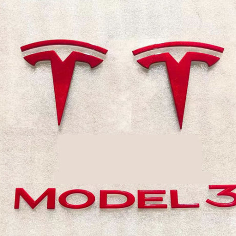 2017-2023 Tesla  Model 3 Pearl Red Front Emblem+Rear Emblem+ Letter Emblem Model 3