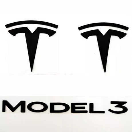 2017-2023 Tesla  Model 3  Matte Black Front Emblem+Rear Emblem+Model 3 Rear Letter Emblem