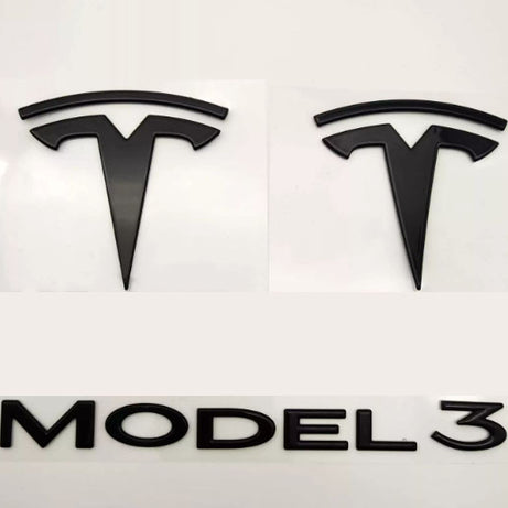 2017-2023 Tesla  Model 3 Gloss Black Front Emblem+Rear Emblem +Rear Letter Emblem  Model 3