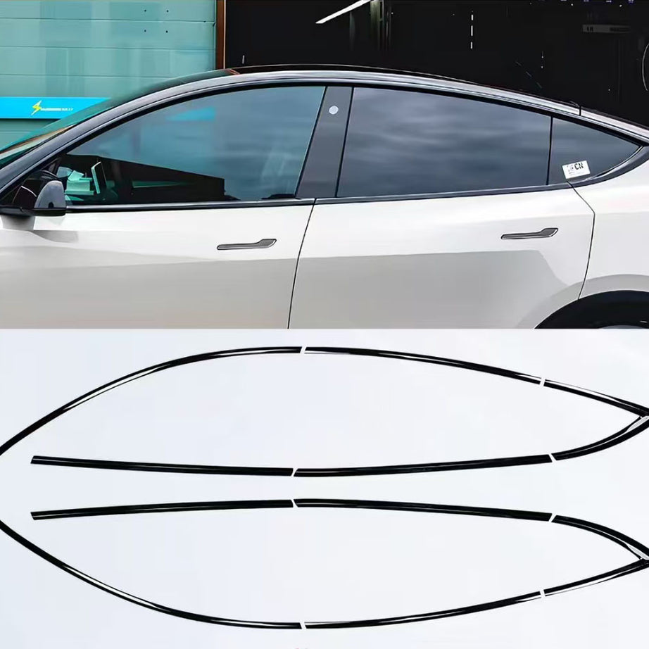 2017-2023 Tesla  Model 3 Stainless Steel Black Door Window Trim Molding Full Set  Aftermarket Exterior Decoration