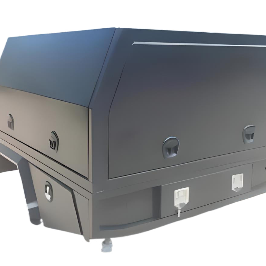 Custom Aluminium Ute Tray with Canopy – 1800x1800mm (Black with Silver Locks)